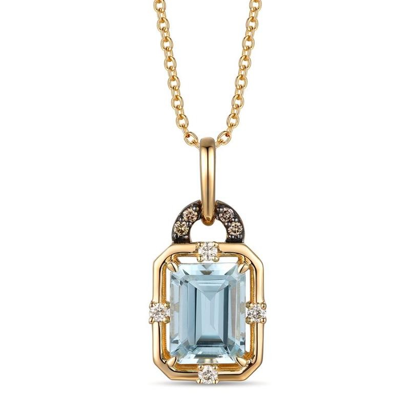 Le Vian&reg; Pendant featuring 1 1/4 cts. Sea Blue Aquamarine&reg; , 1/20 cts. Nude Diamonds&trade; , Chocolate Diamonds&reg; set in 14K Honey Gold&trade;