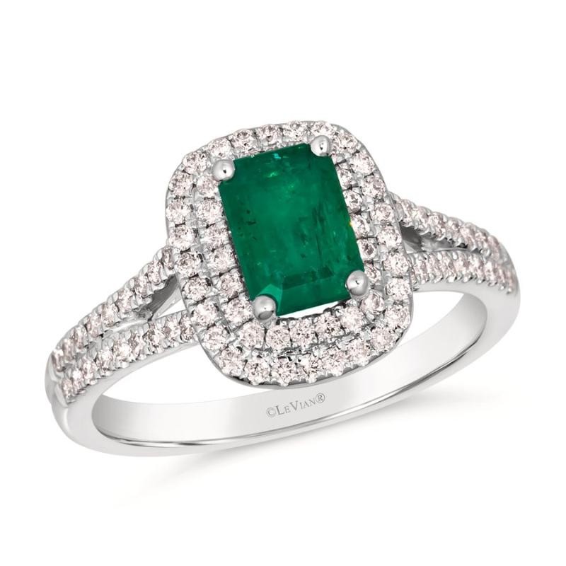 Le Vian&reg; Ring featuring 3/4 cts. Costa Smeralda Emeralds&trade; , 3/8 cts. Vanilla Diamonds&reg; set in 14K Vanilla Gold&reg;
