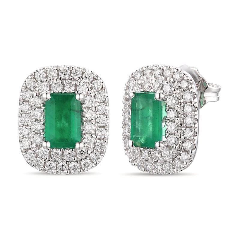 Le Vian&reg; Earrings featuring 3/4 cts. Costa Smeralda Emeralds&trade; , 1/2 cts. Vanilla Diamonds&reg; set in 14K Vanilla Gold&reg;
