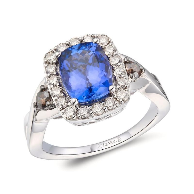 Le Vian&reg; Ring featuring 2 cts. Blueberry Tanzanite&reg; , 1/5 cts. Chocolate Diamonds&reg; , 3/8 cts. Nude Diamonds&trade; set in 14K Vanilla Gold&reg;