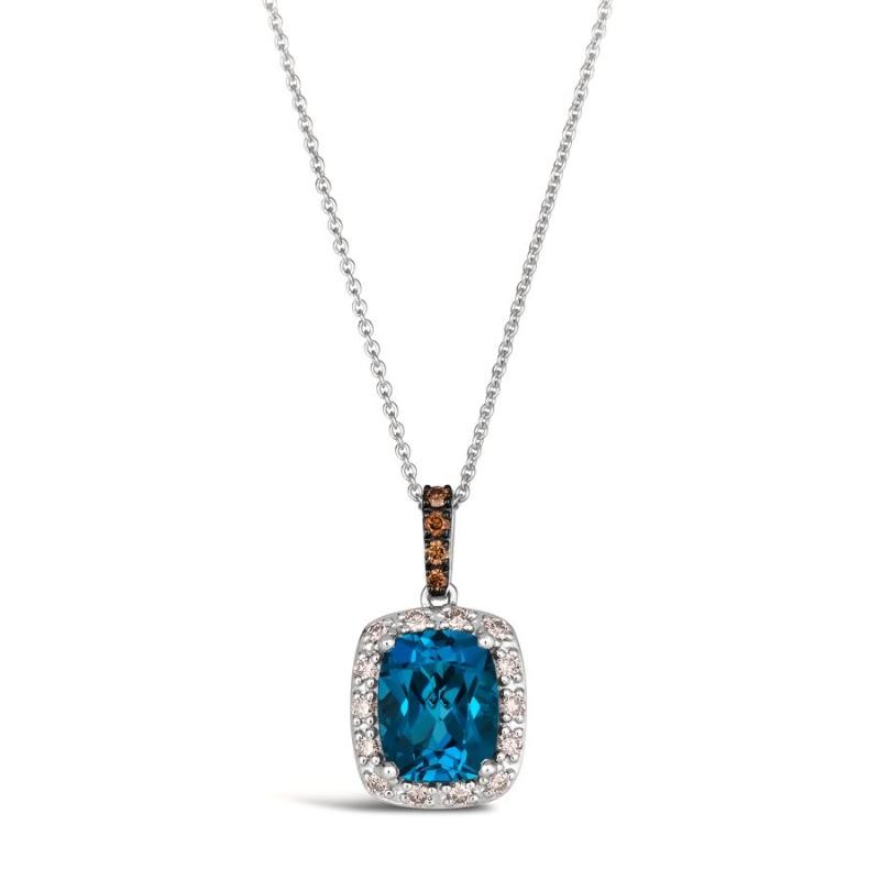 Le Vian&reg; Pendant featuring 2 1/4 cts. Deep Sea Blue Topaz&trade; , 1/5 cts. Nude Diamonds&trade; , 1/10 cts. Chocolate Diamonds&reg; set in 14K Vanilla Gold&reg;