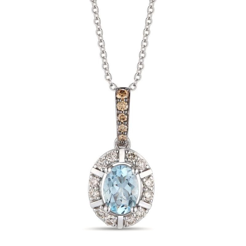 Le Vian&reg; Pendant featuring 5/8 cts. Sea Blue Aquamarine&reg; , 1/20 cts. Chocolate Diamonds&reg; , 1/5 cts. Nude Diamonds&trade; set in 14K Vanilla Gold&reg;