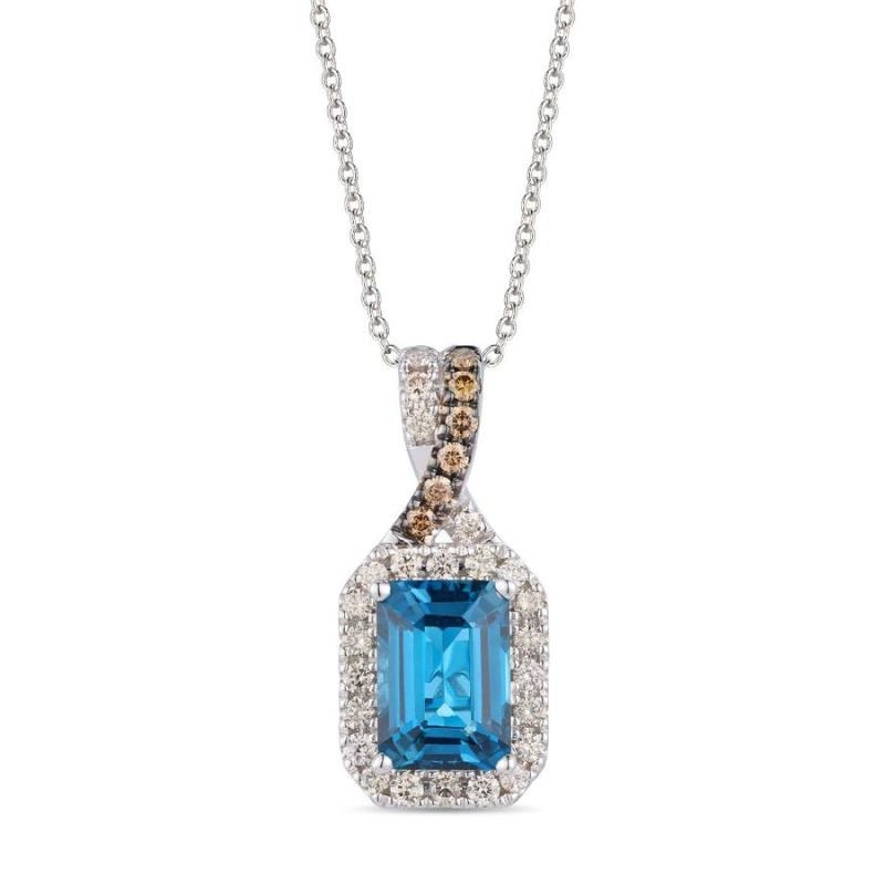 Le Vian&reg; Pendant featuring 1 cts. Deep Sea Blue Topaz&trade; , 1/6 cts. Nude Diamonds&trade; , 1/20 cts. Chocolate Diamonds&reg; set in 14K Vanilla Gold&reg;