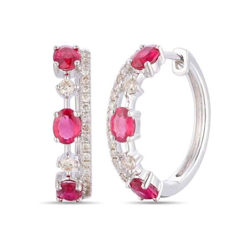 Le Vian&reg; Earrings featuring 1 1/8 cts. Passion Ruby&reg; , 1/4 cts. Vanilla Diamonds&reg; set in 14K Vanilla Gold&reg;