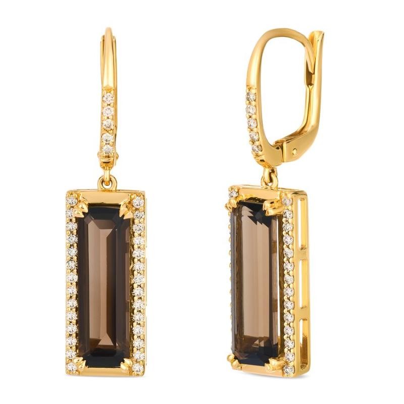 Le Vian&reg; Earrings featuring 4 5/8 cts. Chocolate Quartz&reg; , 3/8 cts. Nude Diamonds&trade; set in 14K Honey Gold&trade;