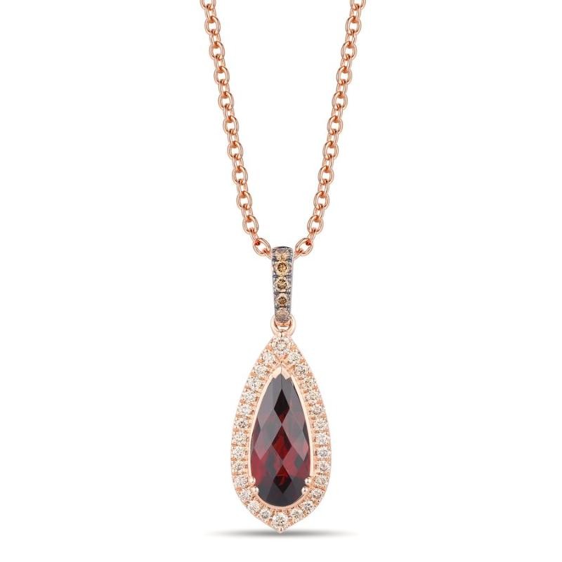 Le Vian&reg; Pendant featuring 1 7/8 cts. Pomegranate Garnet&trade; , 1/5 cts. Nude Diamonds&trade; , 1/20 cts. Chocolate Diamonds&reg; set in 14K Strawberry Gold&reg;