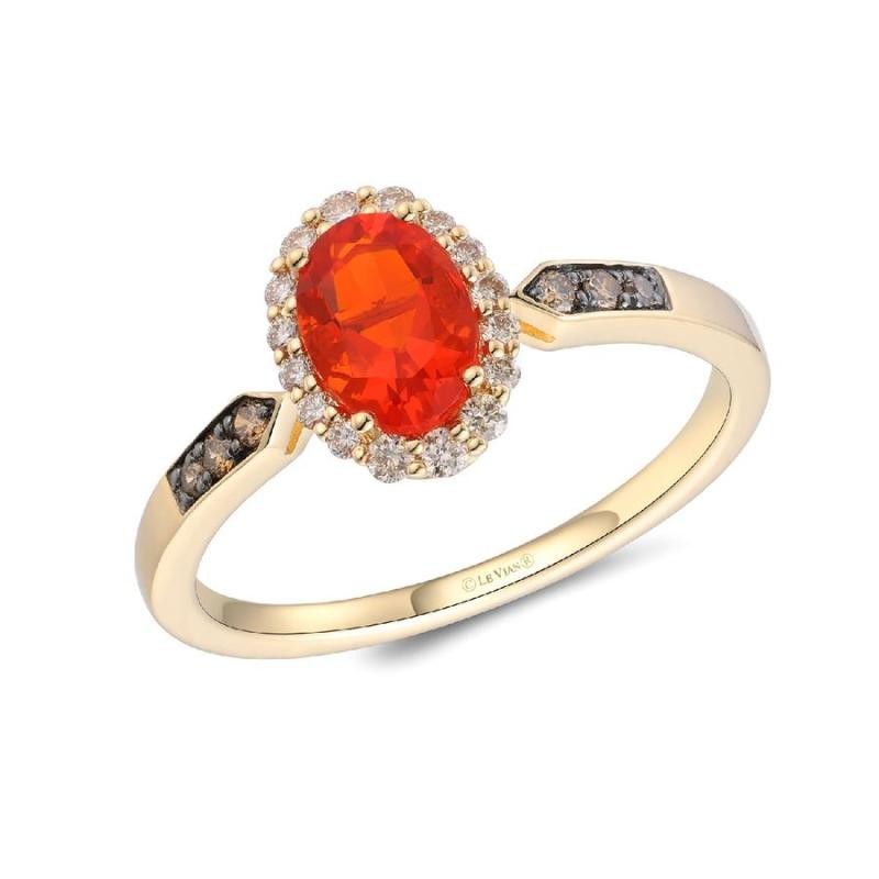 Le Vian&reg; Ring featuring 1/3 cts. Neon Tangerine Fire Opal&reg; , 1/6 cts. Nude Diamonds&trade; , 1/20 cts. Chocolate Diamonds&reg; set in 14K Honey Gold&trade;