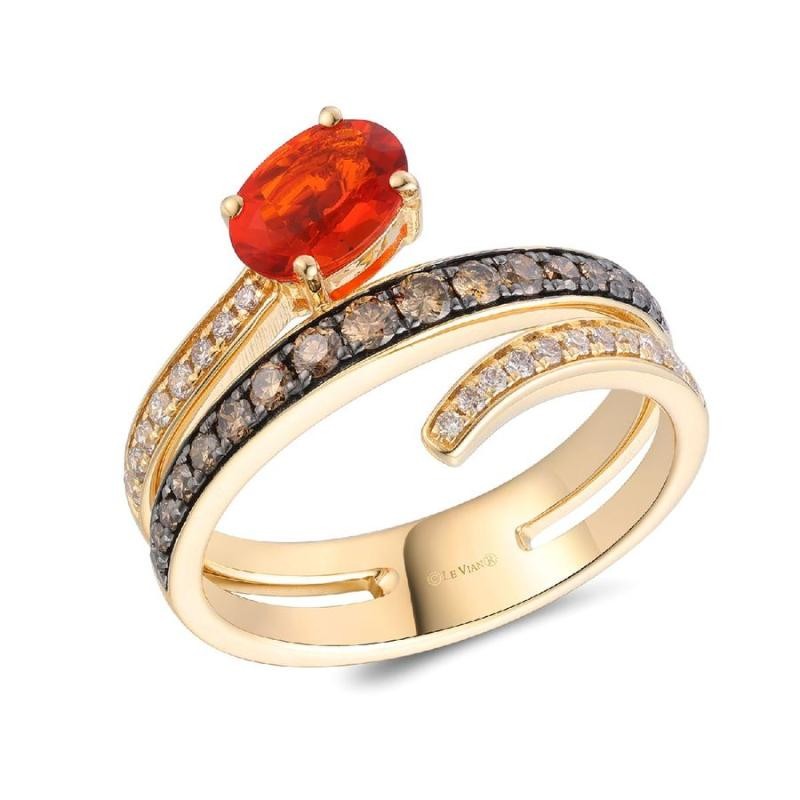 Le Vian&reg; Ring featuring 1/3 cts. Neon Tangerine Fire Opal&reg; , 1/3 cts. Chocolate Diamonds&reg; , 1/6 cts. Nude Diamonds&trade; set in 14K Honey Gold&trade;