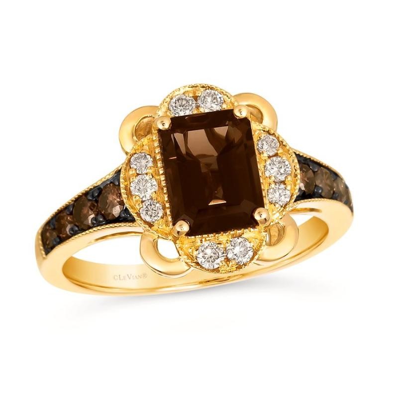Le Vian&reg; Ring featuring 1 1/6 cts. Chocolate Quartz&reg; , 1/3 cts. Chocolate Diamonds&reg; , 1/5 cts. Nude Diamonds&trade; set in 14K Honey Gold&trade;