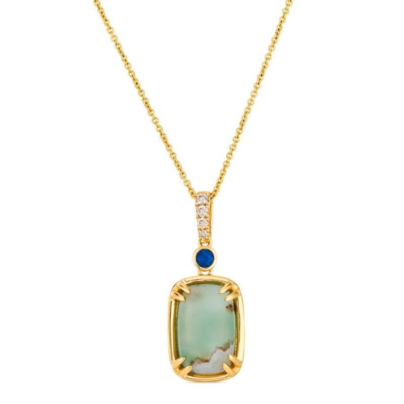 Le Vian&reg; Pendant featuring 2 3/4 cts. Peacock Aquaprase&trade; , 1/15 cts. Blueberry Sapphire&trade; , 1/20 cts. Nude Diamonds&trade; set in 14K Honey Gold&trade;