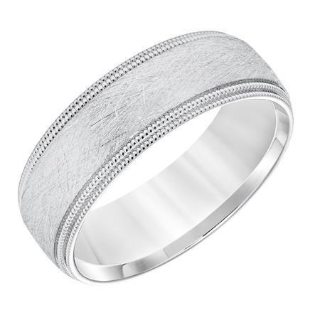 Double Milgrain Edge Crystalline Finish Dome Wedding Band