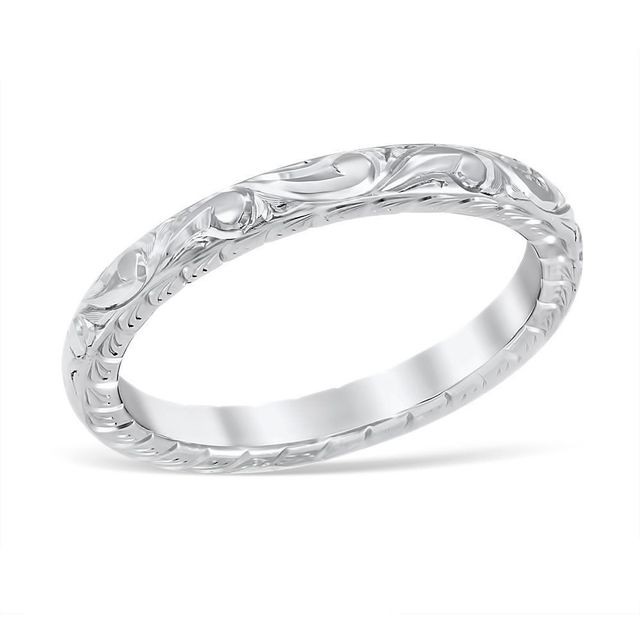 Vintage Floral Engraved Wedding Band