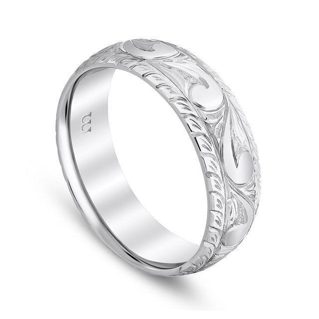 Western Scroll Work Engraved Wedding Band