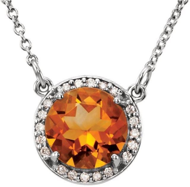 14kt White Gold Citrine & .05 CTW Diamond 16