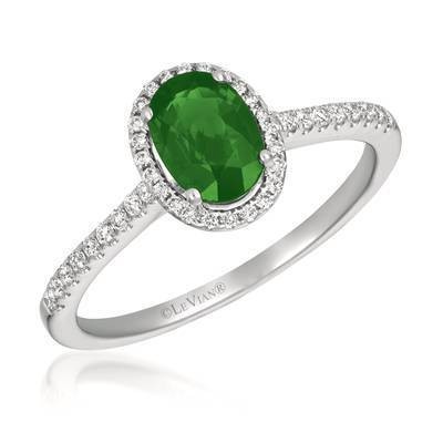 LeVian 14K Vanilla Gold® Costa Smeralda Emeralds 5/8 cts. Ring with Vanilla Diamonds® 1/6 cts