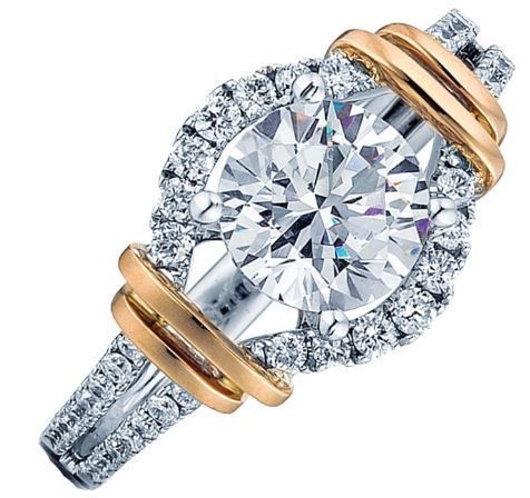 Frederic Sage Rose Gold Round Halo Double Band Engagement Ring