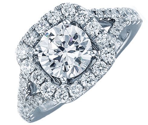 Frederic Sage Round Wide Halo V-Notch Shank Engagement Ring