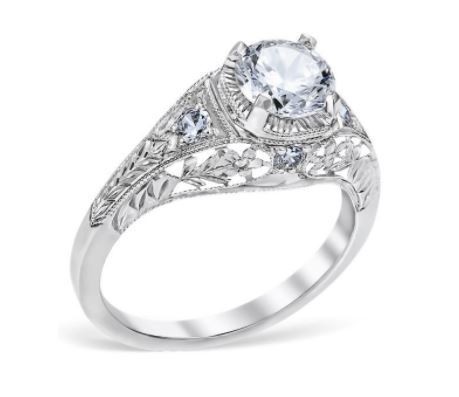 Vintage Floral Filigree Design Engagement Ring