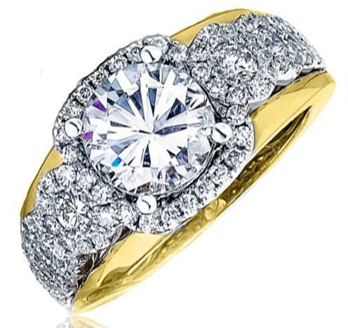 Frederic Sage Wide Multi Round Diamond Halo T/T Engagement Ring
