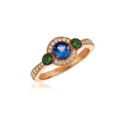 LeVian 14K Strawberry Gold® Blueberry Tanzanite®  Pistachio Diopside®  Ring with Vanilla Diamonds®