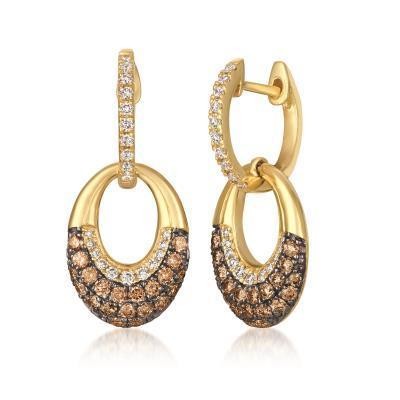 LeVian Honey Gold Chocolate and Vanilla Diamond Dangle Earrings