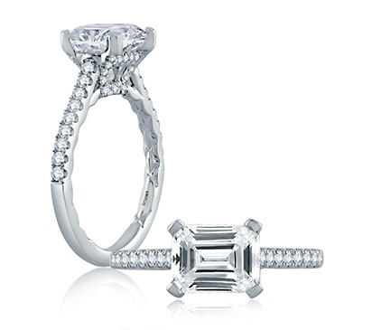 A. Jaffe East/West Emerald Cut Modern Classic Engagement Ring