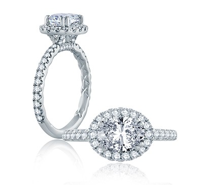 A. Jaffe East/West Oval Cut Modern Classic Engagement Ring