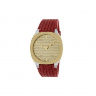 Gucci 25H Yellow Watch with Red Leather Strap