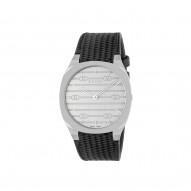 Gucci 25H Watch with Black Leather Strap
