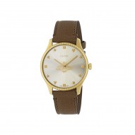 Gucci G-Timeless Slim Watch with Brown Leather Strap