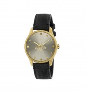Gucci G-Timeless Slim 36mm Watch with Black Leather Strap