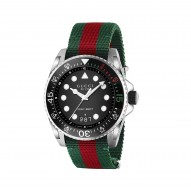 Gucci Dive Watch with Red and Green Nylon Strap