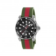 Gucci Dive 40 mm Steel Watch with Black Dial and Sustainable Polyester Strap