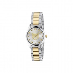 Gucci G-Timeless Iconic Yellow Feline Watch with Yellow Bees, Stars, and Heart and Stainless Steel and Yellow Bracelet