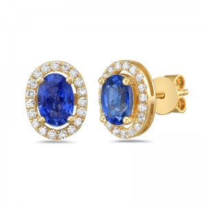 Classic Sapphire Halo Stud Earrings