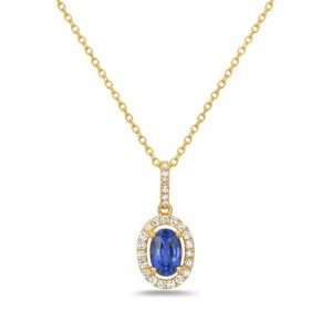 Beautiful Diamond Halo Sapphire Pendant
