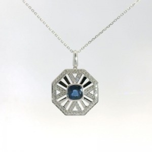 Art Deco Style Sapphire and Diamond Pendant