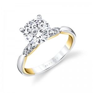 Sylvie Iconelle Quarterway Pinch Two Tone Engagement Ring - Corinne