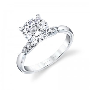 Sylvie Iconelle Quarterway Pinch Two Tone Engagement Ring - Corinne