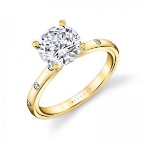 Sylvie Iconelle Flush Set Round Engagement Ring - Sedona