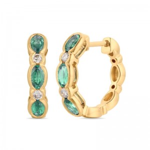 Le Vian&reg; Earrings featuring 1 1/8 cts. Costa Smeralda Emeralds&trade; , 1/6 cts. Vanilla Diamonds&reg; set in 14K Honey Gold&trade;