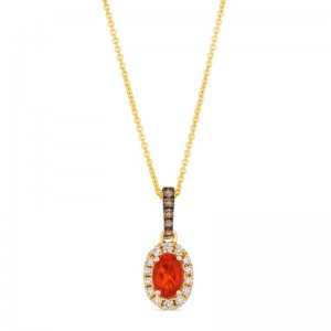 Le Vian&reg; Pendant featuring 1/5 cts. Neon Tangerine Fire Opal&reg; , 1/6 cts. Nude Diamonds&trade; , 1/20 cts. Chocolate Diamonds&reg; set in 14K Honey Gold&trade;