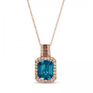 Le Vian&reg; Pendant featuring 3 1/2 cts. Deep Sea Blue Topaz&trade; , 3/8 cts. Nude Diamonds&trade; , Chocolate Diamonds&reg; set in 14K Strawberry Gold&reg;
