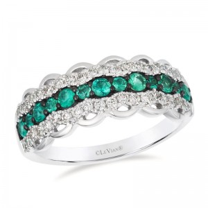 Le Vian&reg; Ring featuring 3/8 cts. Costa Smeralda Emeralds&trade; , 3/8 cts. Vanilla Diamonds&reg; set in 14K Vanilla Gold&reg;