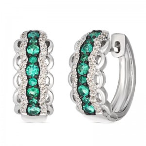 Le Vian&reg; Earrings featuring 3/8 cts. Costa Smeralda Emeralds&trade; , 1/4 cts. Vanilla Diamonds&reg; set in 14K Vanilla Gold&reg;