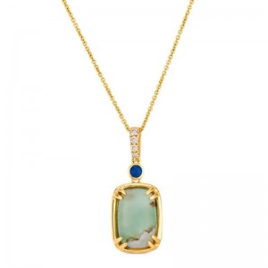 Le Vian&reg; Pendant featuring 2 3/4 cts. Peacock Aquaprase&trade; , 1/15 cts. Blueberry Sapphire&trade; , 1/20 cts. Nude Diamonds&trade; set in 14K Honey Gold&trade;