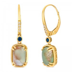 Le Vian&reg; Earrings featuring 2 1/2 cts. Peacock Aquaprase&trade; , 1/10 cts. Blueberry Sapphire&trade; , 1/20 cts. Nude Diamonds&trade; set in 14K Honey Gold&trade;