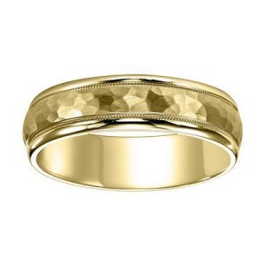 Brushed Hammered Finish 8 mm Band with Round Milgrain Edges