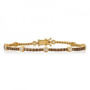 LeVian Chocolate and Vanilla Diamond Bracelet in Honey Gold