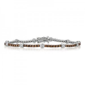 LeVian Chocolate and Vanilla Diamond Bracelet in Vanilla Gold